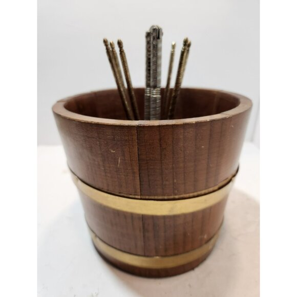 Vintage Basketville Putney Vermont Walnut Barrel and Nutcracker Pick Set - Picture 5 of 13